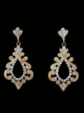 Amrita Singh Gold-Tone CZ Statement Chandelier Drop Earrings 3"